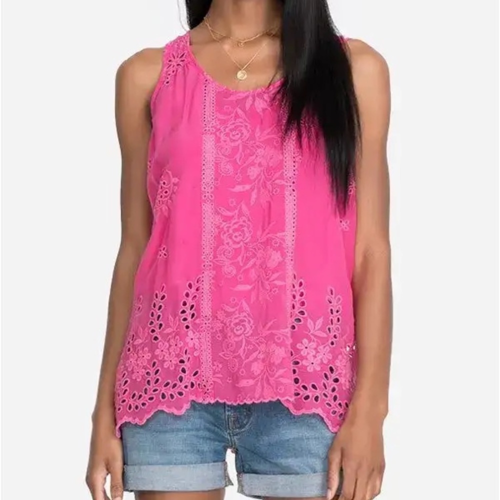 JOHNNY WAS Pink Halo Eyelet Tank - Picture 2 of 6